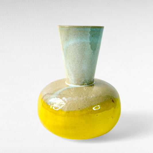 Turquoise Yellow Vase
