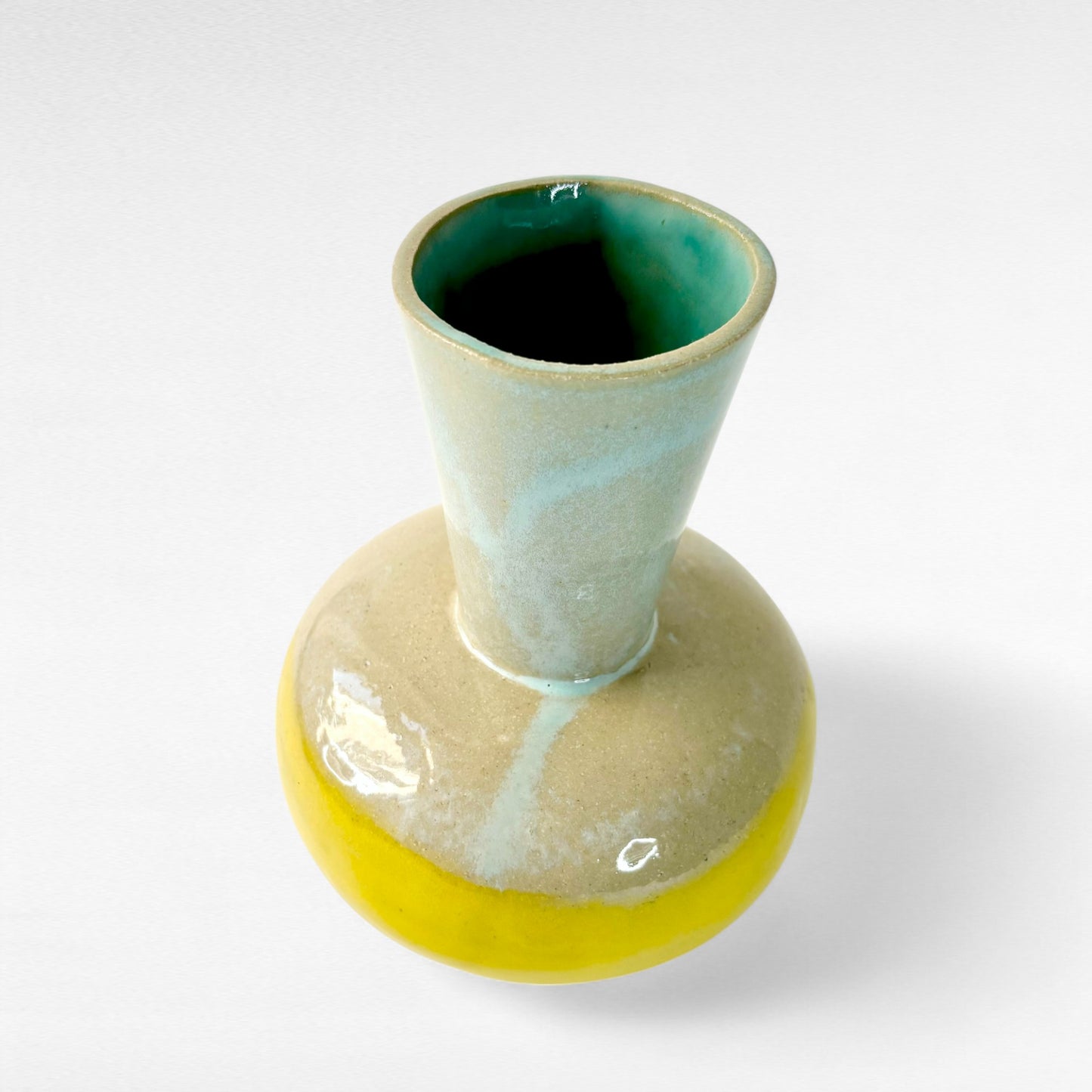 Turquoise Yellow Vase